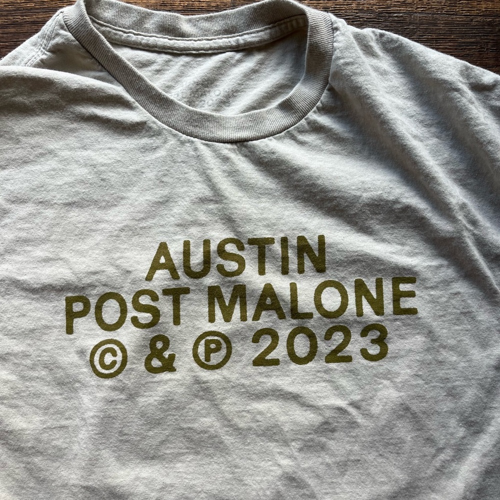 Men's Post Malone T-Shirt Beige 2023 Tour XL Music Singer R&B Country Texas‎